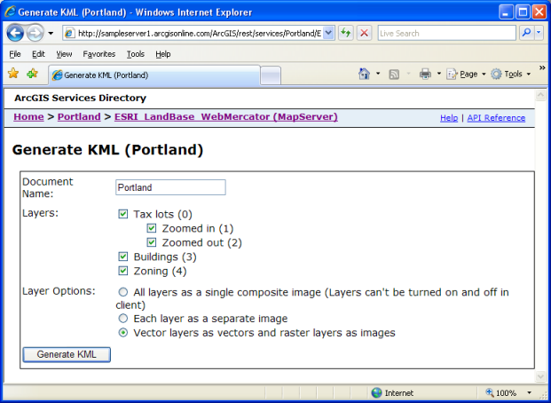 Generate KML panel